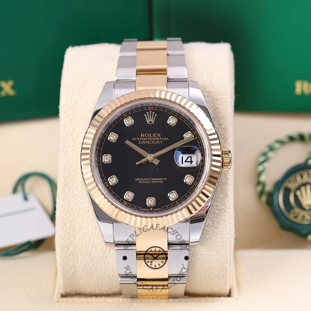 Replica Rolex Datejust 41 Black Diamond Dial M126333 0005 Men's Watch - QualitySwissReplica