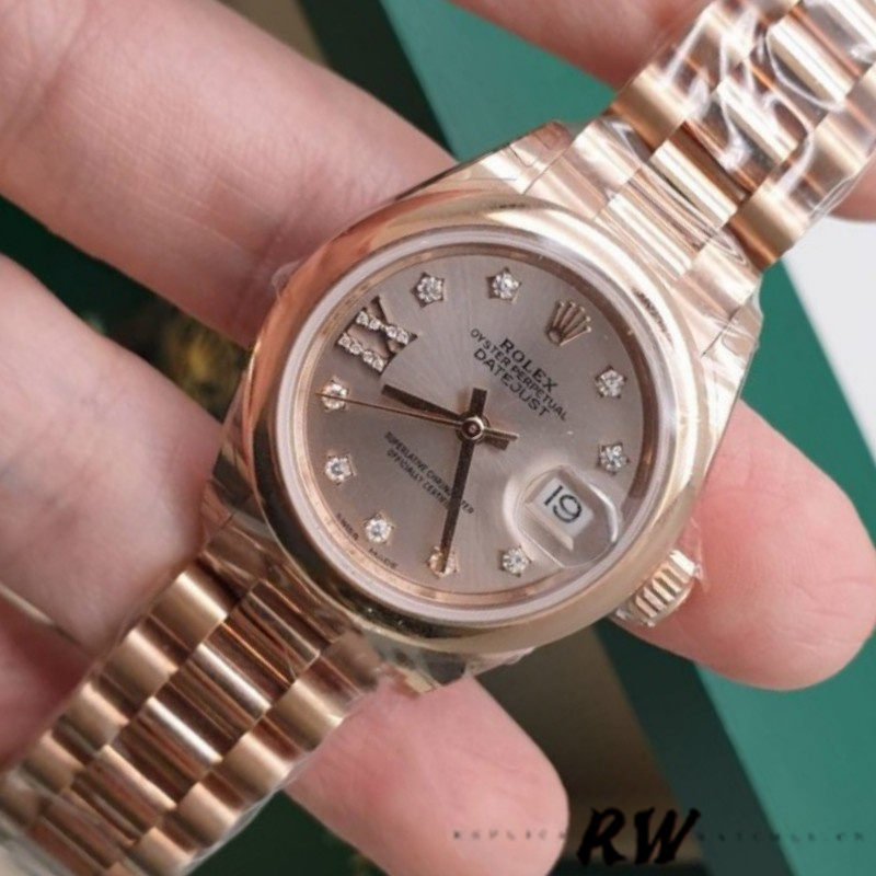 Replica Rolex Datejust 279165 Sundust Diamonds Dial Domed Bezel 28mm Lady Watch - QualitySwissReplica