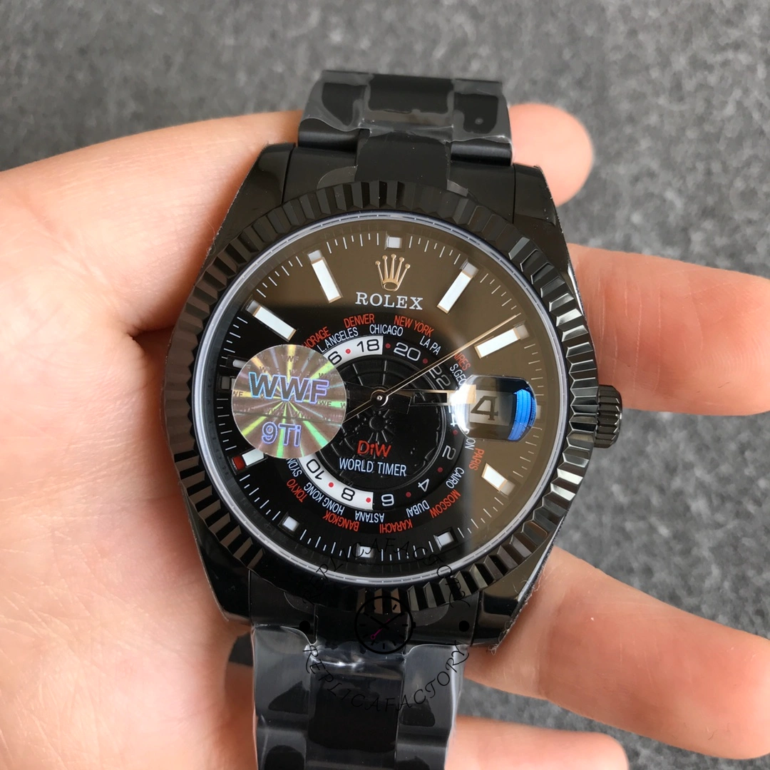 Replica Rolex Sky Dweller PVD Coated Case DIW Limited Edition Black Dial 42MM Men's Watch - QualitySwissReplica