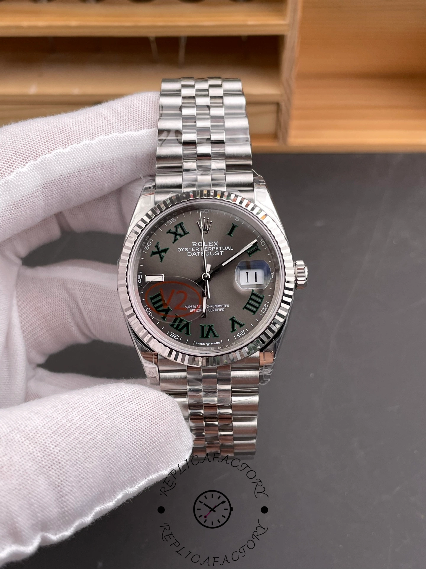 Replica Rolex Datejust 126234 Slate Grey Wimbledon Dial 36MM Unisex Watch - QualitySwissReplica