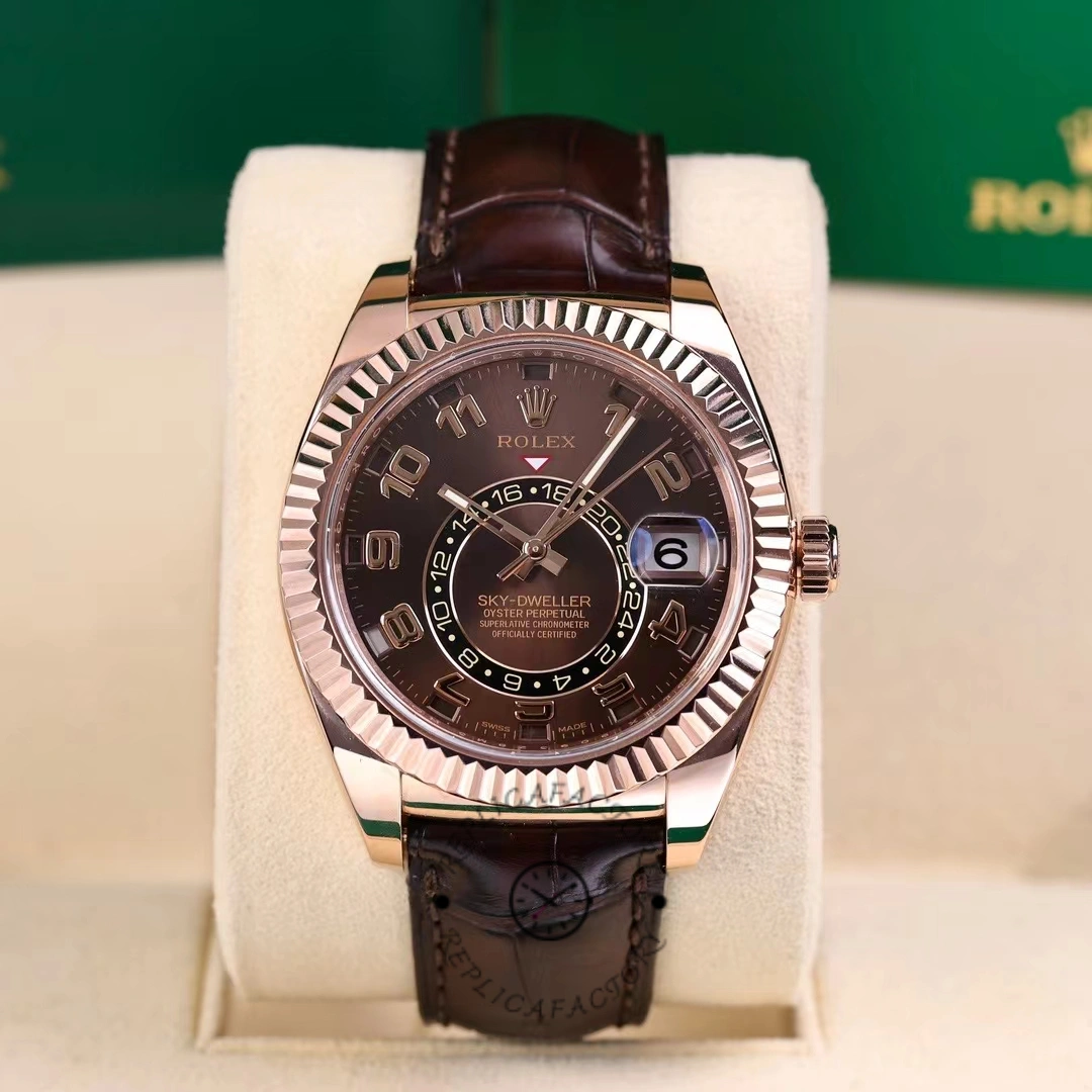 Replica Rolex Sky-Dweller 326135 Chocolate Arabic Sunray Brown Dial 42MM Mens Watch - QualitySwissReplica
