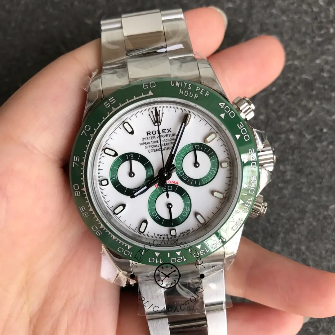 Replica Rolex Daytona Oyster Perpetual 116500LV Green Ceramic Bezel White Dial - QualitySwissReplica