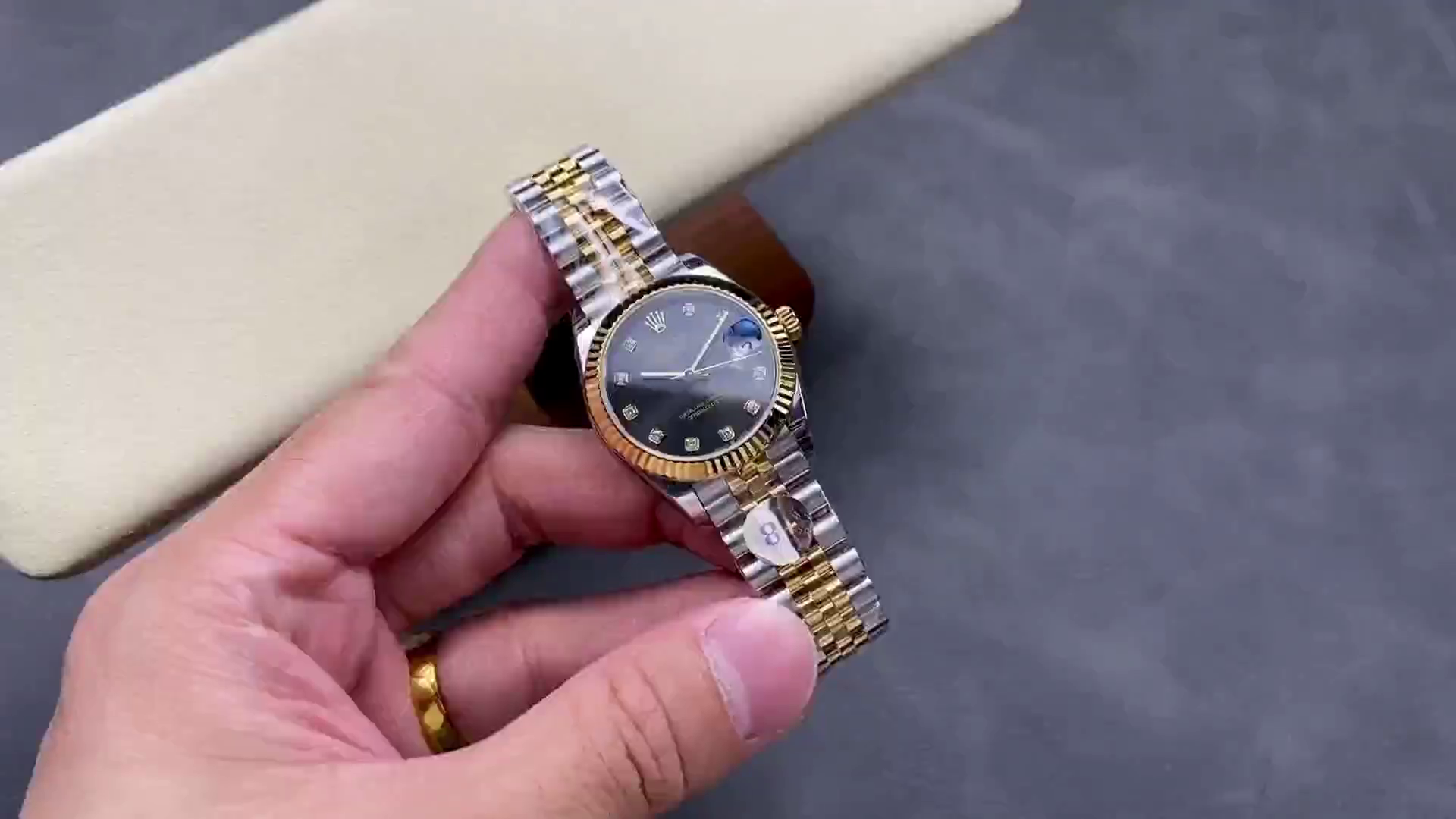 Replica Rolex Datejust 31mm Stainless Steel and Yellow Gold 278273 0022 Grey Diamond Jubilee - QualitySwissReplica
