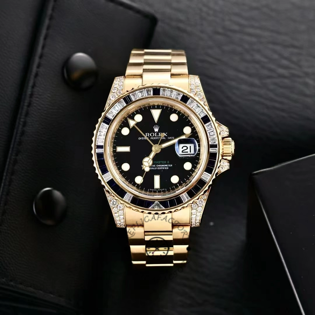 Replica Rolex GMT-Master II 116758 Diamond Black Dial 40mm Mens Watch - QualitySwissReplica