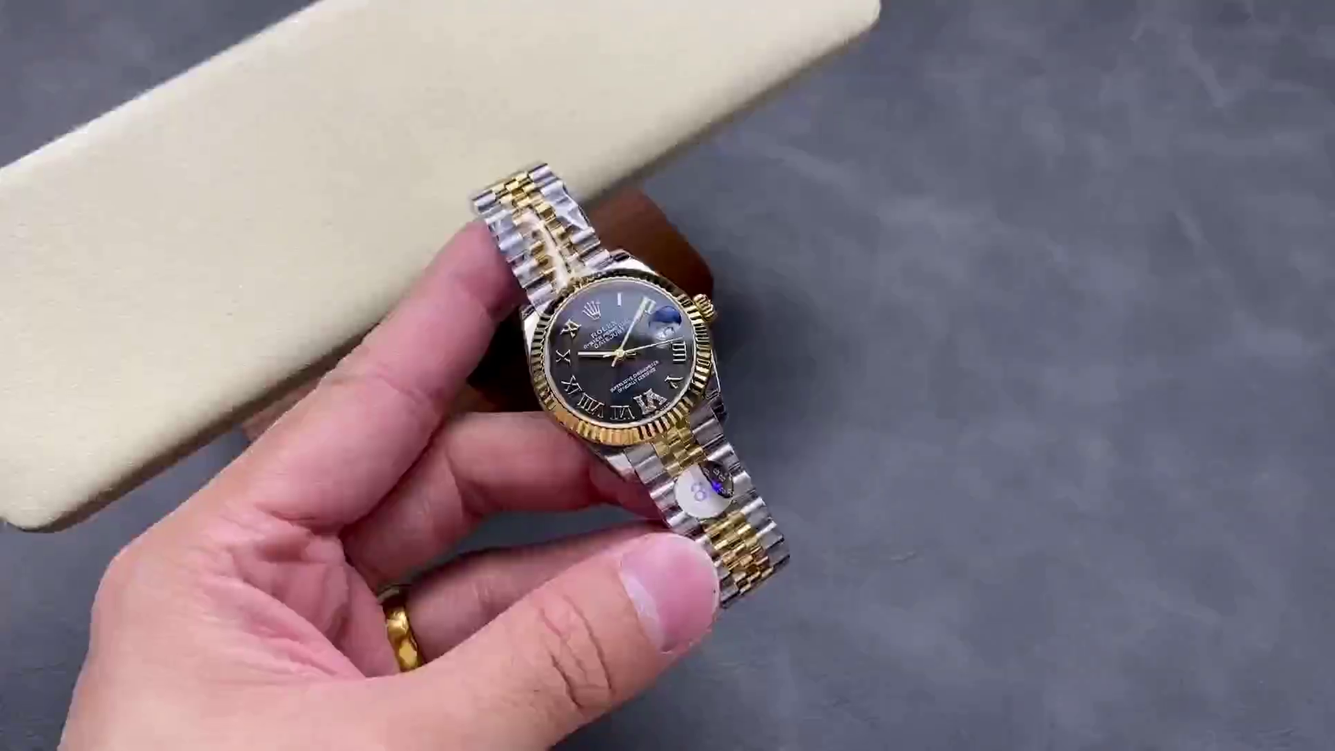 Replica Rolex Datejust 31mm Stainless Steel and Yellow Gold 278273 0018 Grey VI Roman Jubilee - QualitySwissReplica
