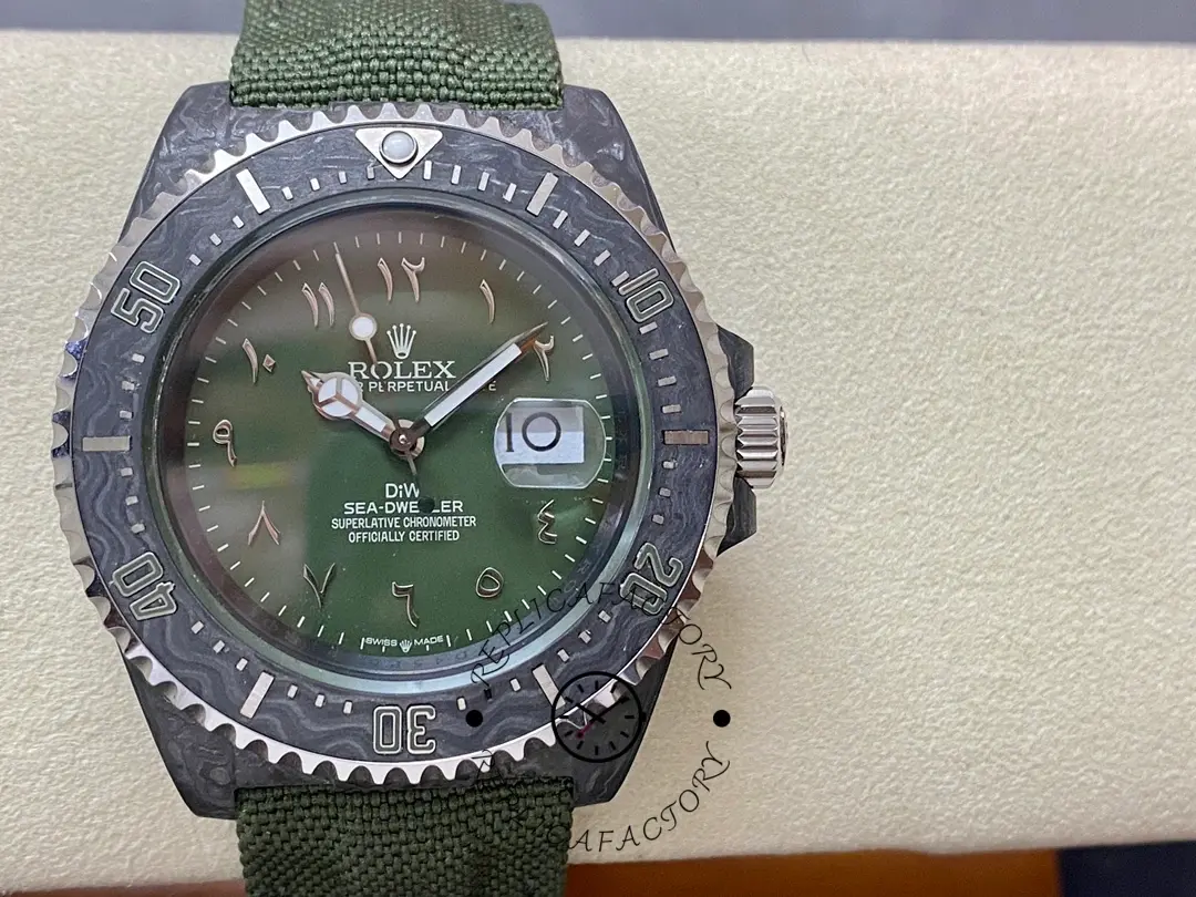 Replica Rolex Sea Dweller DiW Carbon HUNTER ARABIC 43mm Luxury Mens Watch - QualitySwissReplica