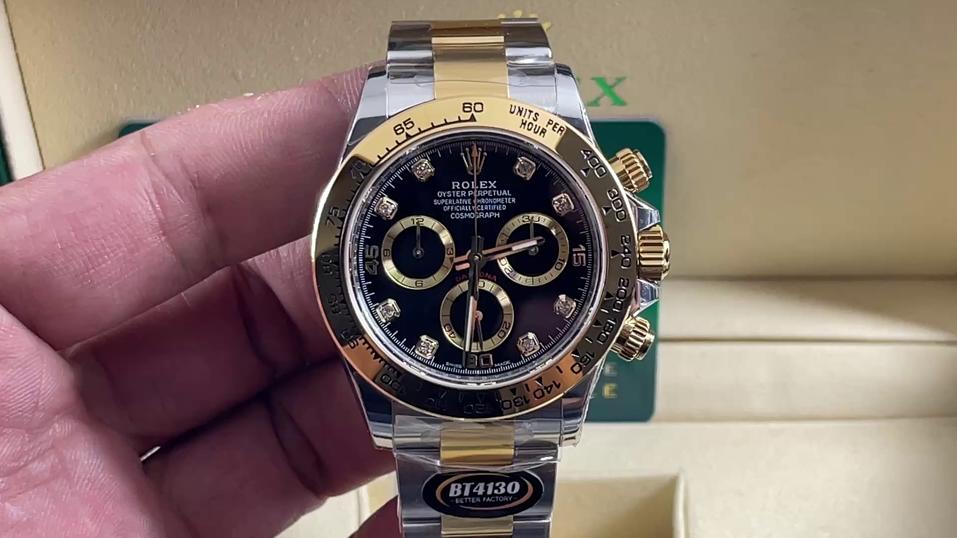 Replica Rolex Cosmograph Daytona 116503 Black Diamond Dial 40MM Mens Watch - QualitySwissReplica