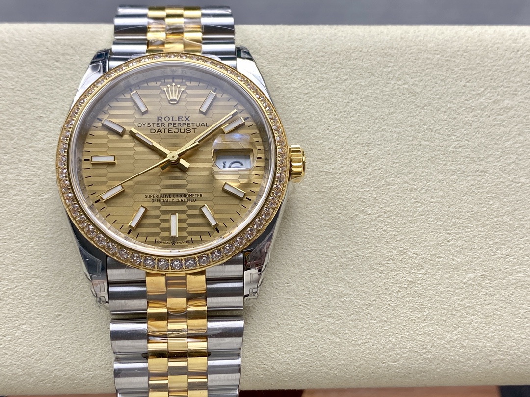 Replica Rolex Datejust 36mm Stainless Steel and Yellow Gold 126283RBR Champagne Index Jubilee - QualitySwissReplica