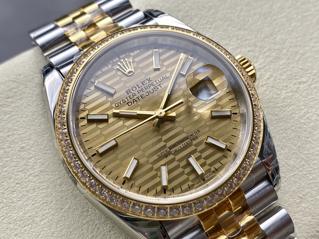 Replica Rolex Datejust 36mm Stainless Steel and Yellow Gold 126283RBR Champagne Index Jubilee - QualitySwissReplica