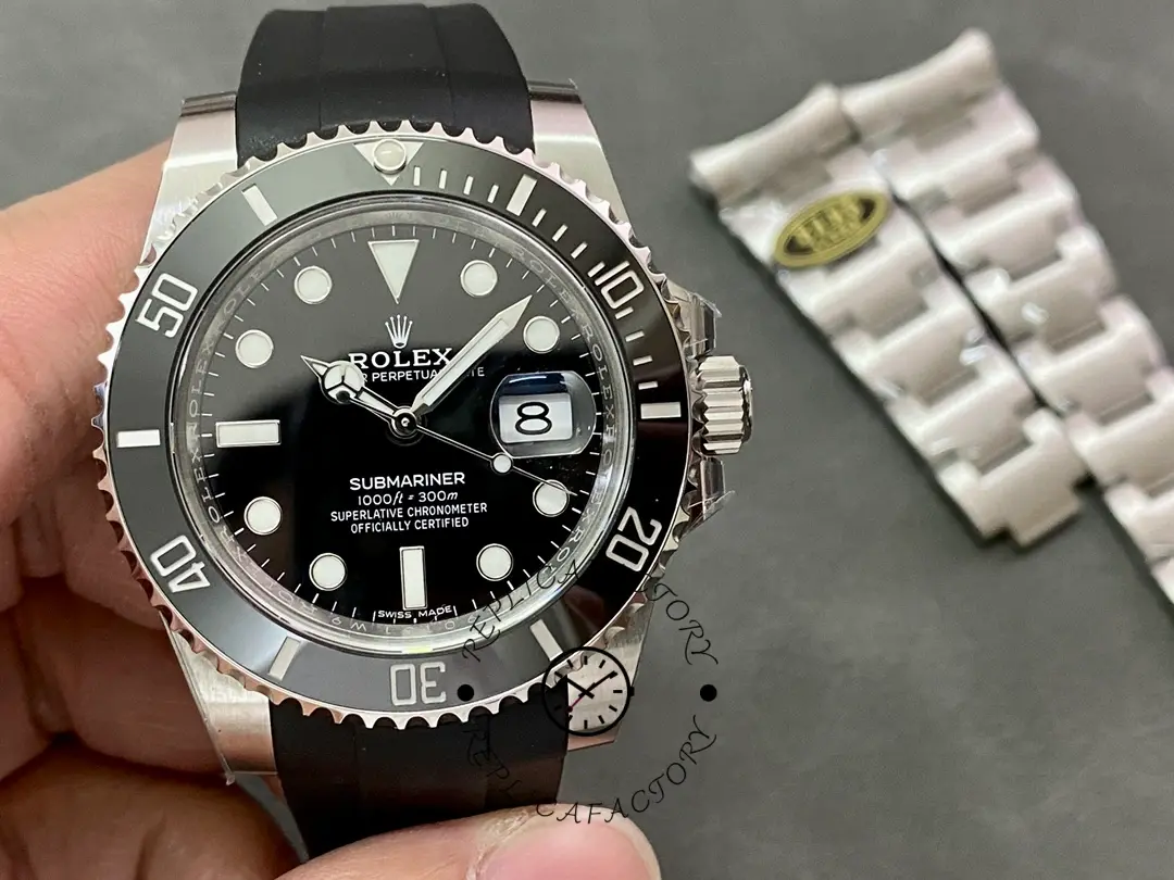 Replica Rolex Submariner 126610LN Black Rubber Strap Black Dial 41mm Mens Watch - QualitySwissReplica