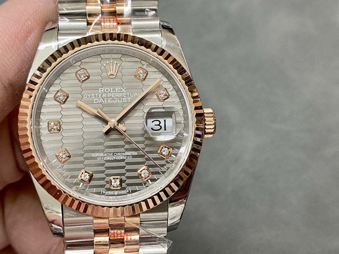 Replica Rolex Datejust 36 18K Everose Gold Fluted Bezel 126231 0041 Unisex Watch - QualitySwissReplica