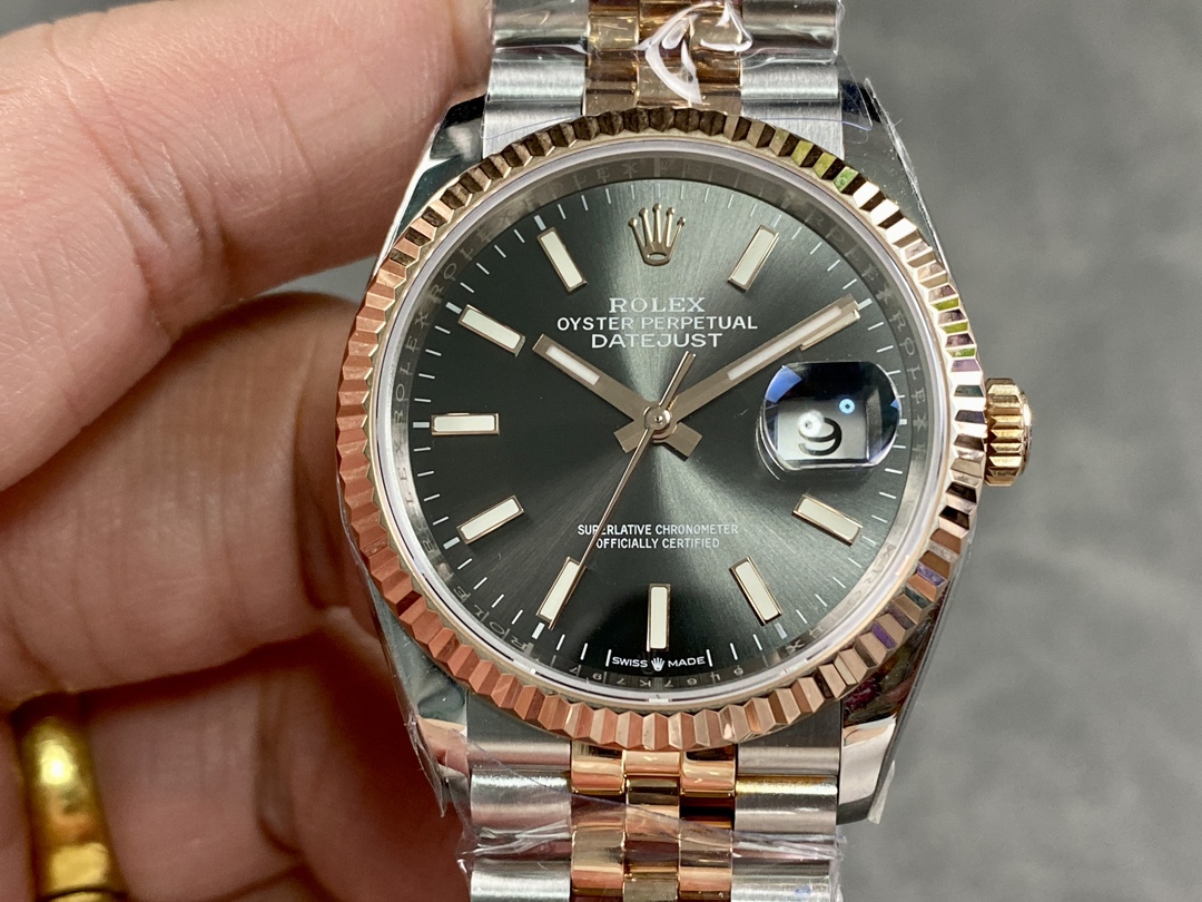 Replica Rolex DateJust 126231 Two-Tone SS Rose Gold Grey Rhodium Dial - QualitySwissReplica