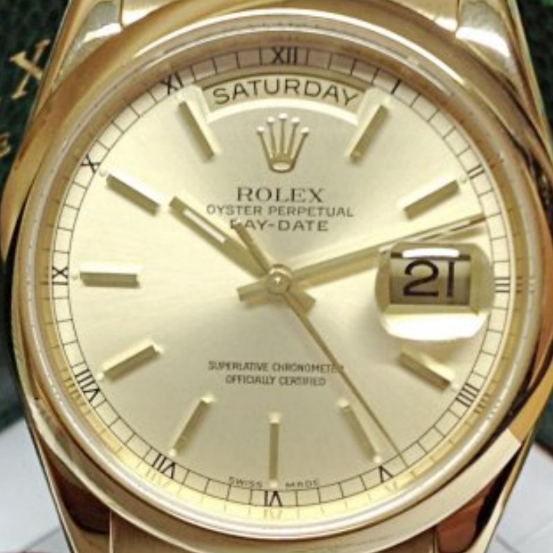 Replica Rolex Day-Date 118208 champagne dial with gold indexes 36mm Unisex Watch - QualitySwissReplica