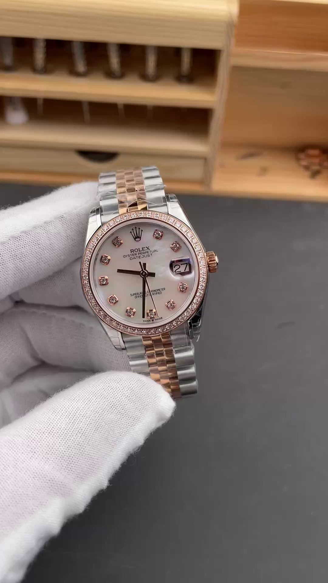 Replica Rolex Datejust 31mm Stainless Steel and Rose Gold 278381RBR Mop Diamond Jubilee - QualitySwissReplica
