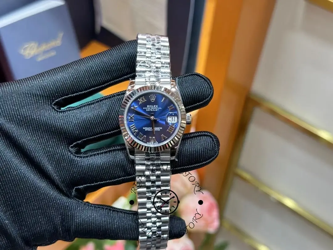 Replica Rolex Datejust 278274-0034 Blue Roman Dial 31 Fluted Bezel - QualitySwissReplica