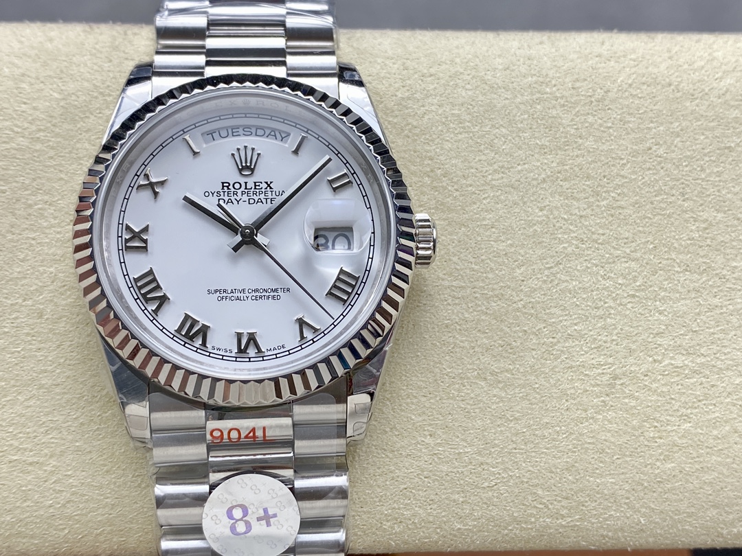 Replica Rolex Day Date 36 White Dial Platinum President Bracelet m128236 0017 - QualitySwissReplica