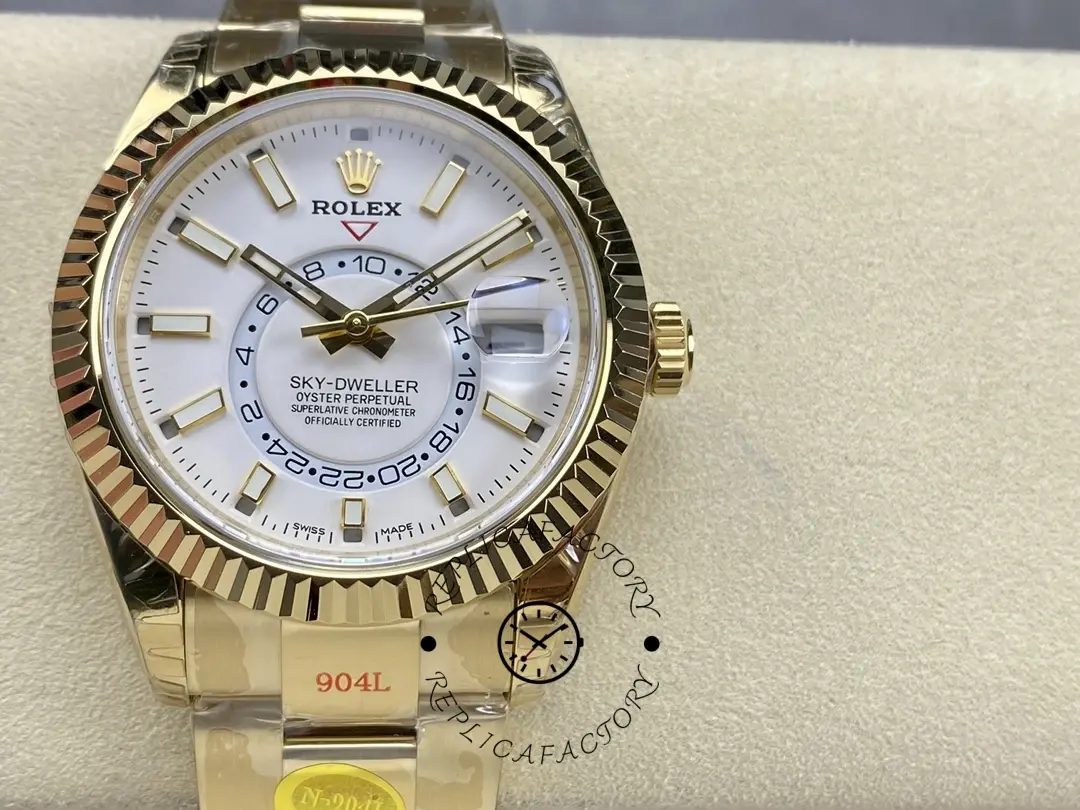 Replica Rolex Sky Dweller Yellow Gold White Dial Oyster M336938 0003 Men's Watch - QualitySwissReplica