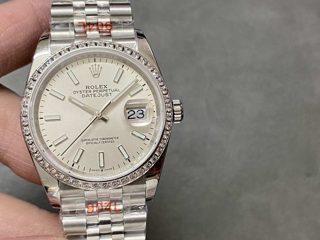 Replica Rolex Datejust 36 White Gold & Diamonds Silver Dial M126284RBR 0005 Women's Watch - QualitySwissReplica