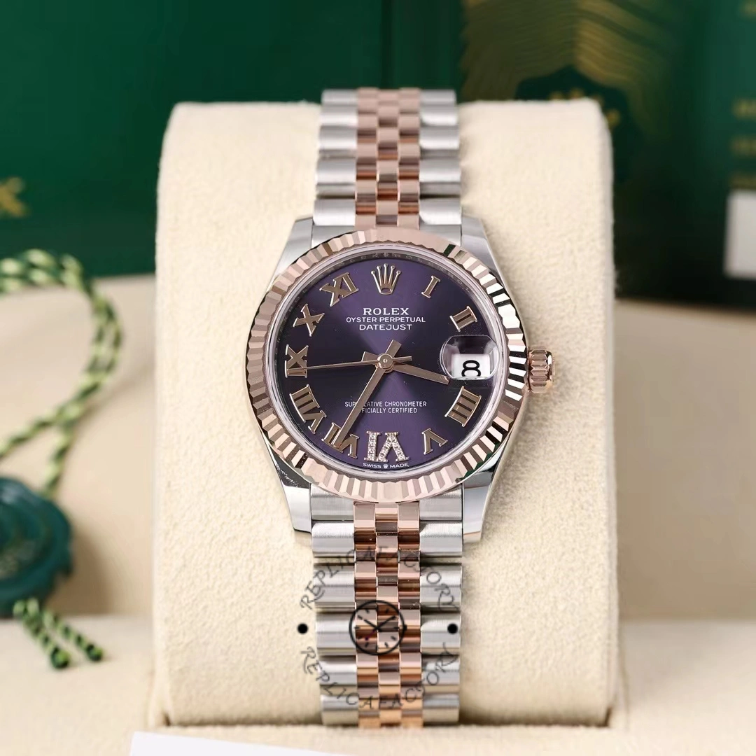 Replica Rolex Datejust 31 Aubergine Pave Roman Dial M278271 0020 Women's Watch - QualitySwissReplica