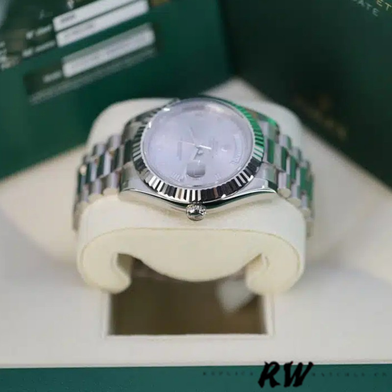 Replica Rolex Day-Date 218239 Silver Roman Numerals Dial White Gold 41MM Mens Watch - QualitySwissReplica
