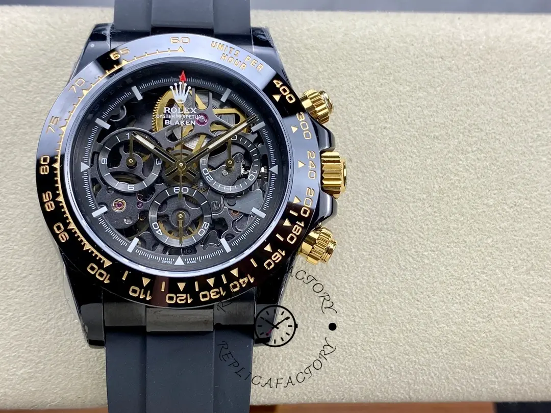 Replica Rolex Daytona Blaken Black 1:1 Mirror Skeleton Dial 40mm Men's Watch - QualitySwissReplica