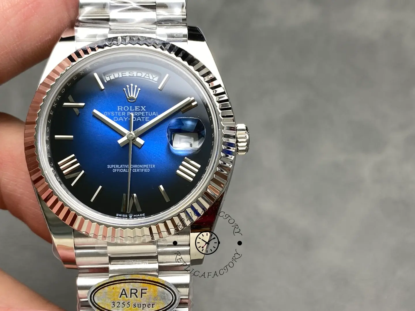 Replica Rolex Day-Date 40MM White Gold 228239-0076 Blue Ombré Dial 1:1 Clone - QualitySwissReplica
