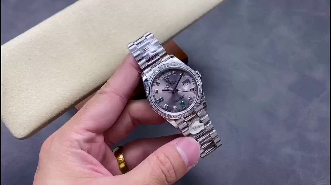 Replica Rolex Day Date 118346 Rhodium Grey Dial 36mm Unisex Watch - QualitySwissReplica