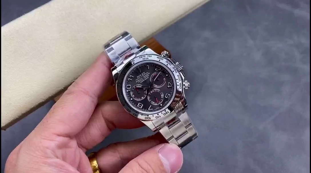 Replica Rolex Cosmograph Daytona 116509 Gray Arabic Dial White Gold 40MM Mens Watch - QualitySwissReplica