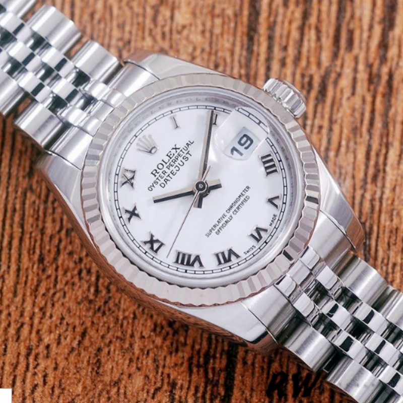 Replica Rolex Datejust 179174 White Roman Dial Fluted Bezel 26MM Lady Watch - QualitySwissReplica