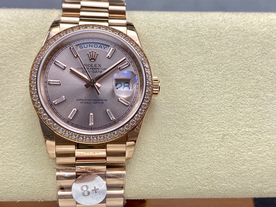 Replica Rolex Day-Date 228345RBR 0007 Sundust Diamond Dial Diamond Bezel 40mm Mens Watch - QualitySwissReplica