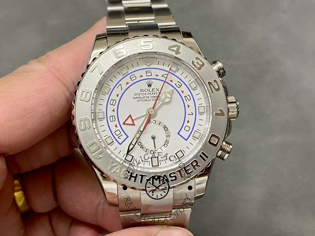 Replica Rolex Yacht Master II 116689 White Dial Platinum 44mm Mens Watch - QualitySwissReplica