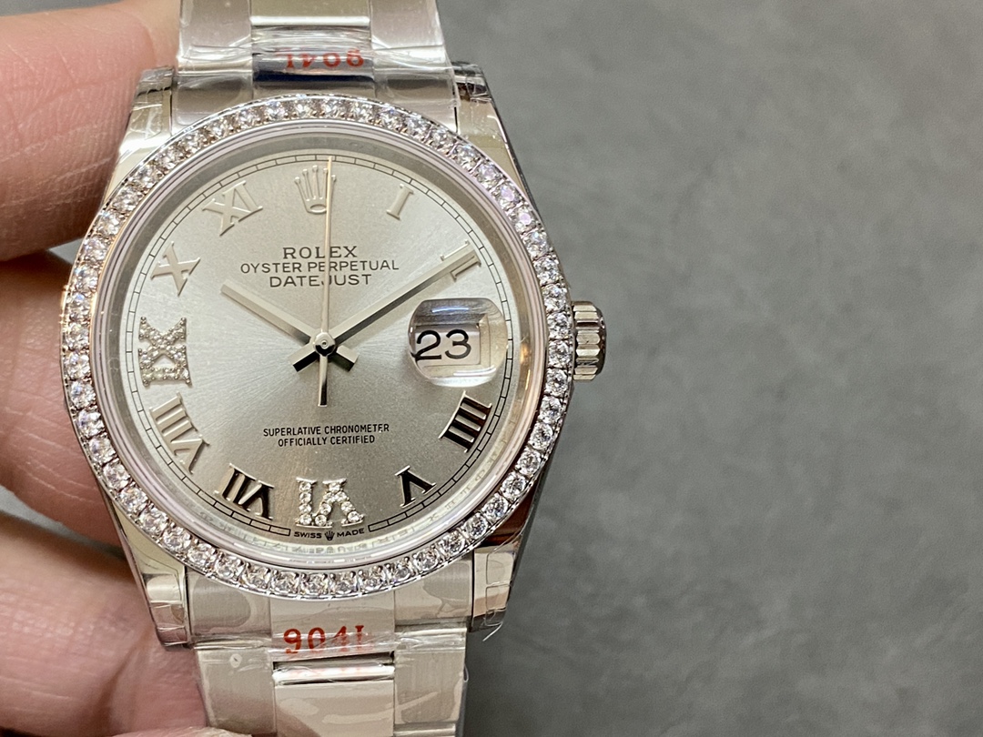 Replica Rolex Datejust 36mm Stainless Steel m126284rbr 0022 Silver Roman VI IX Oyster - QualitySwissReplica
