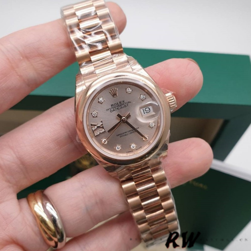 Replica Rolex Datejust 279165 Sundust Diamonds Dial Domed Bezel 28mm Lady Watch - QualitySwissReplica