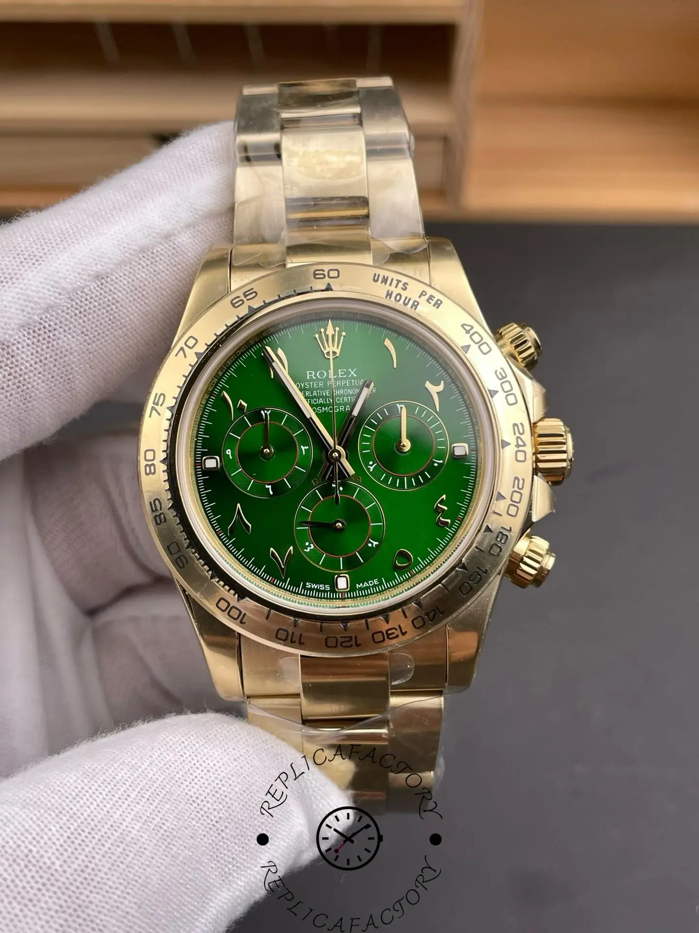 Replica 1:1 Clone Rolex Daytona 116508 Arabia Green Dial 4130 Movement - QualitySwissReplica