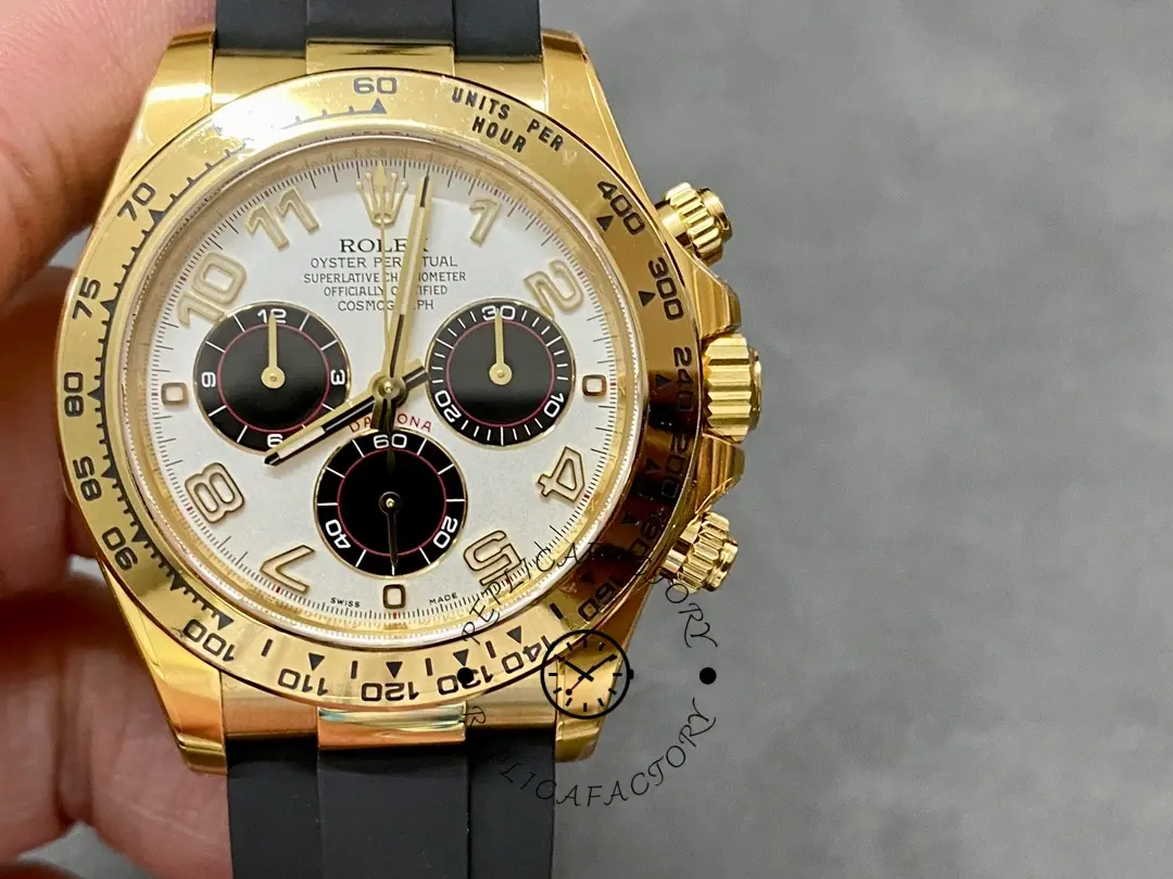 Replica Rolex Cosmograph Daytona Yellow Gold Case Silver Dial 116518 Men's Watch - QualitySwissReplica