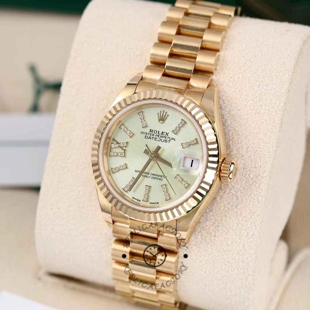Replica Rolex Datejust 279178 Linden Green Dial Fluted Bezel 28mm Lady Watch - QualitySwissReplica