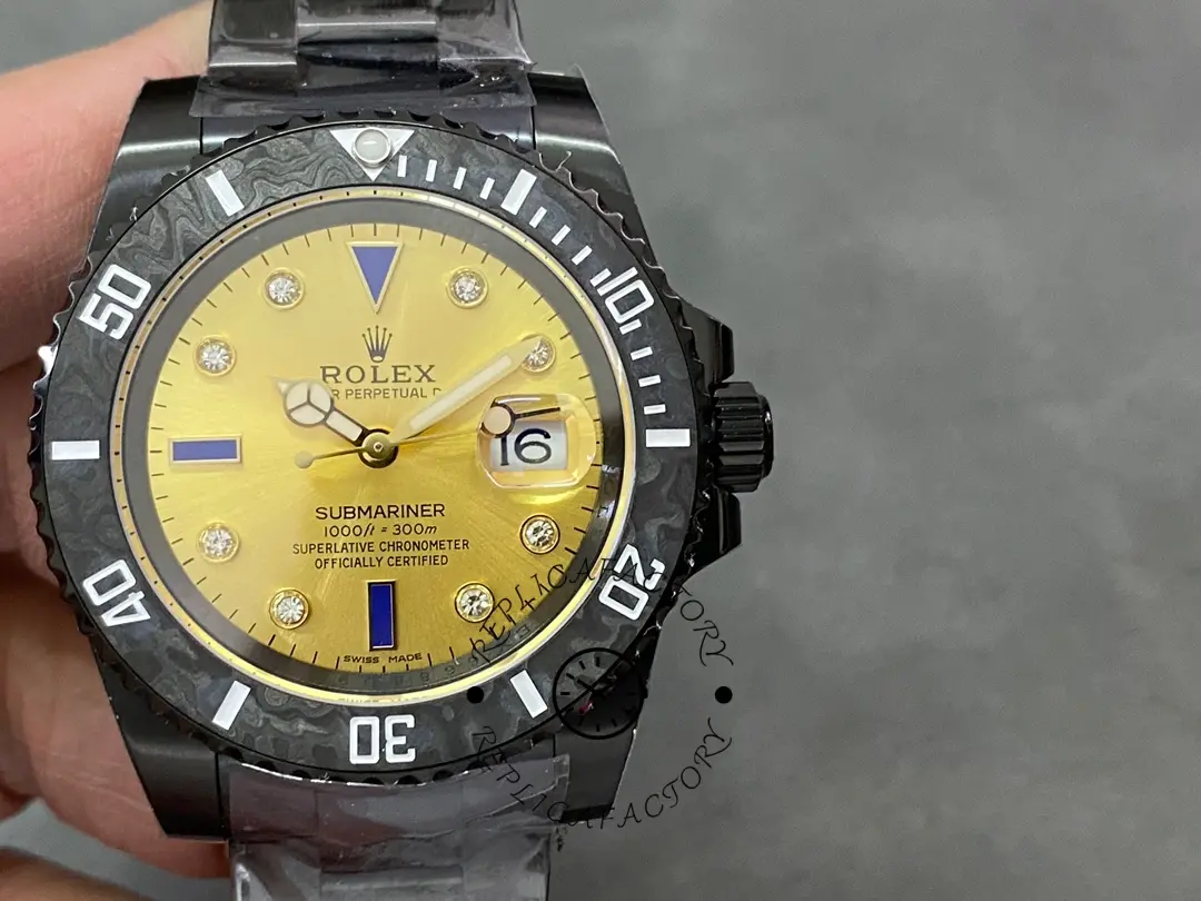 Replica Rolex Submariner Diw 116610 PVD-DLC Stainless Steel Carbon Fiber Bezel Champagne Dial - QualitySwissReplica