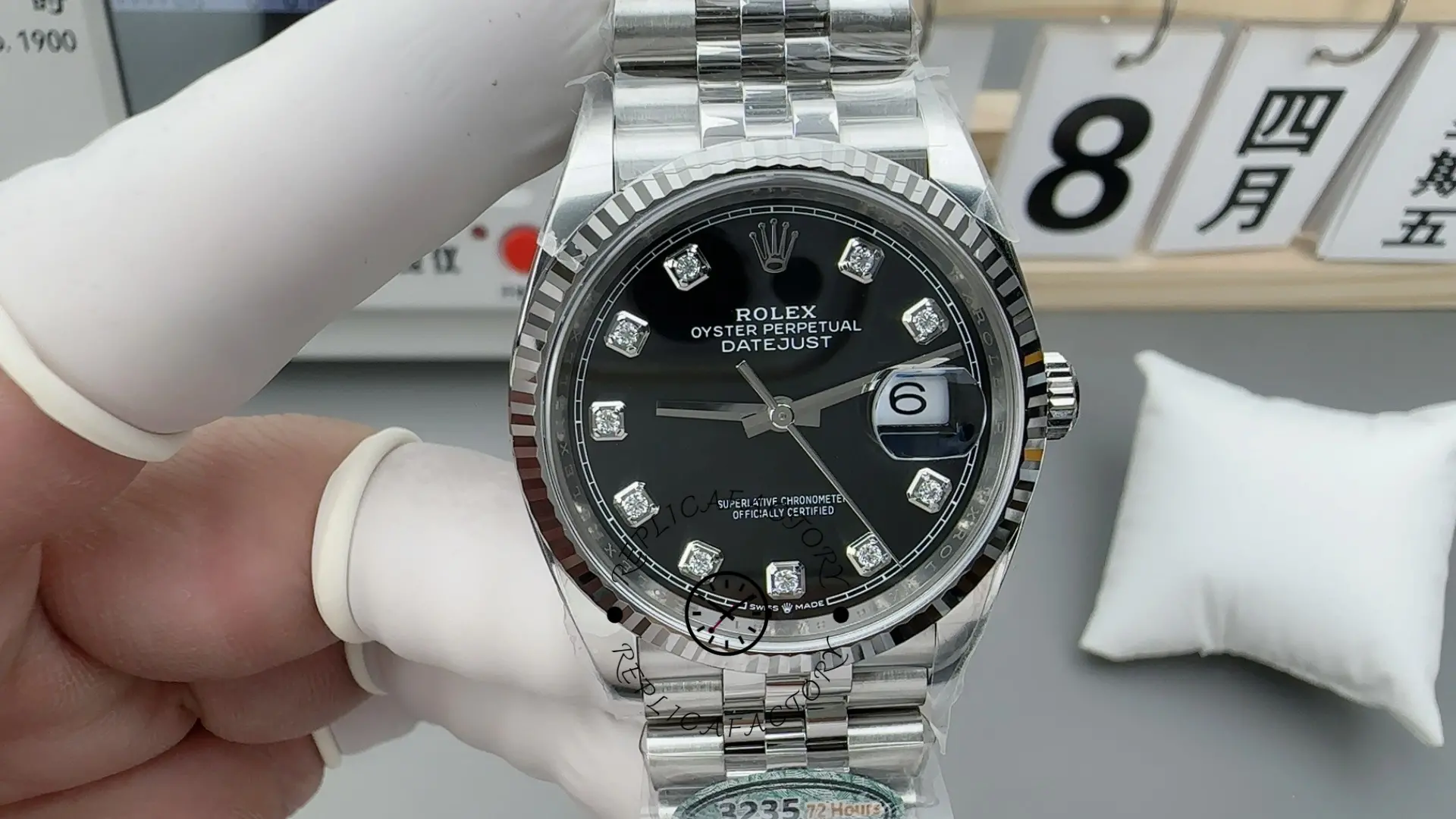 Replica Rolex Datejust 126234 Fluted Bezel Black Diamond Dial 36MM Unisex Watch - QualitySwissReplica