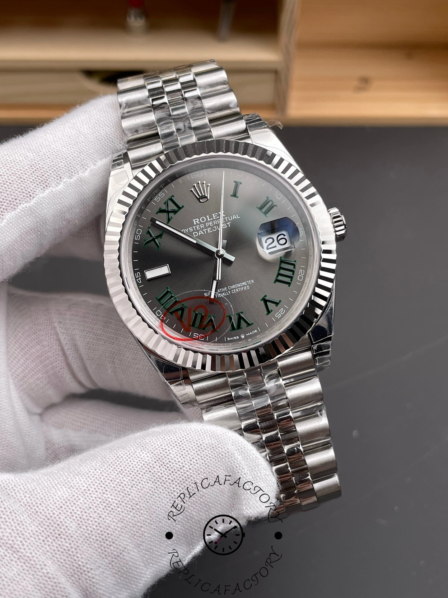 Replica Rolex Datejust 126334 0022 41mm Slate Grey Roman Dial Men's Watch - QualitySwissReplica