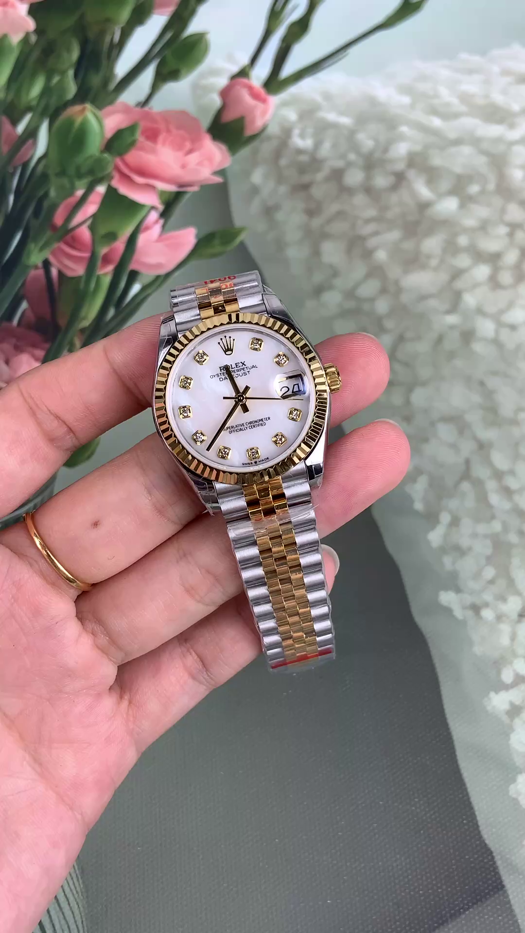 Replica Rolex Datejust 31mm Stainless Steel and Yellow Gold 278273 0028 Mop Diamond Jubilee - QualitySwissReplica