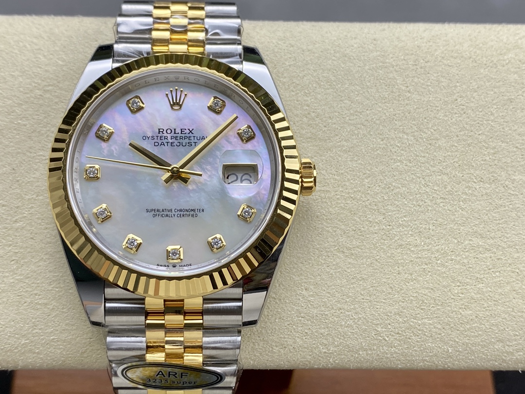 Replica Rolex Datejust 126333 0018 41mm White Mother of Pearl Diamond Dial Men's Watch - QualitySwissReplica