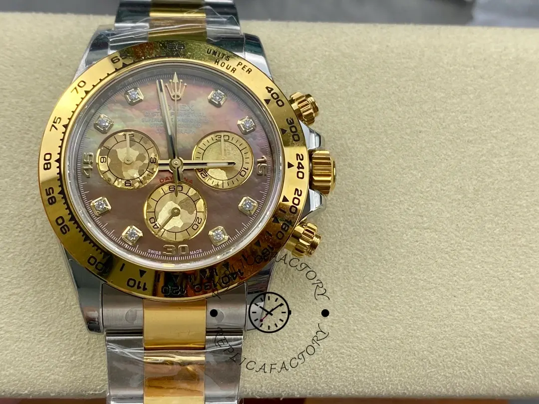 Replica Rolex Daytona 116523 Dark MOP Black Dial 40mm Mens Watch - QualitySwissReplica