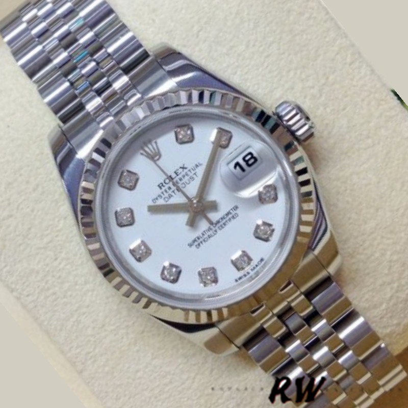 Replica Rolex Datejust 179174 White Diamond Dial Fluted Bezel 26MM Lady Watch - QualitySwissReplica