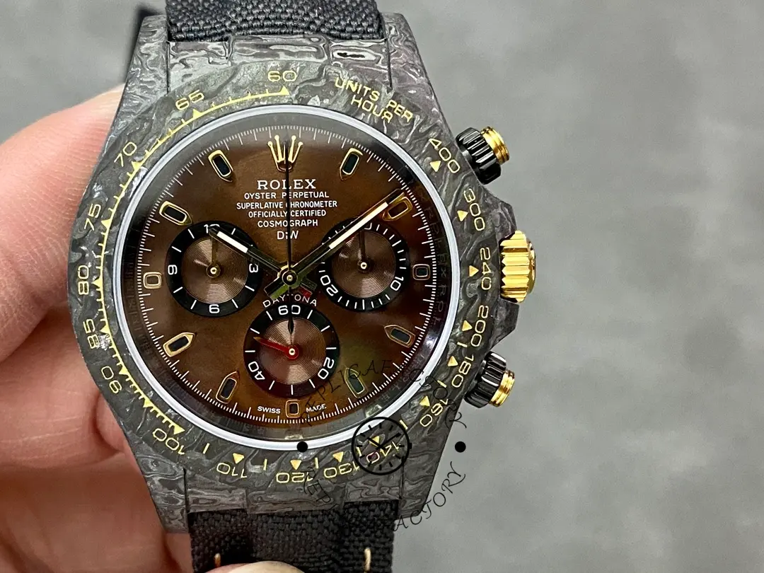 Replica Rolex Daytona 40mm DIW Carbon Case Chocolate Dial Nylon Strap Mens Watch - QualitySwissReplica