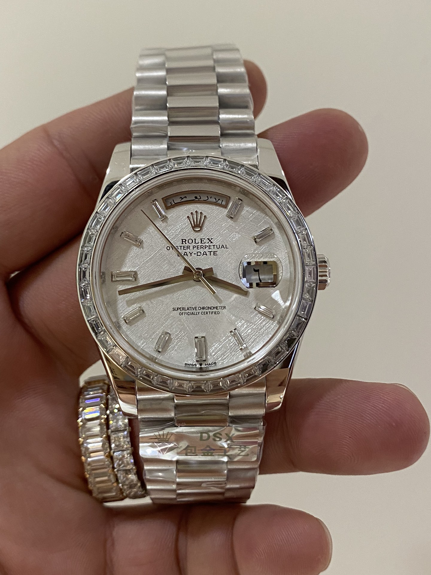 Replica Rolex Day-Date 40 Platinum Meteorite Diamond Dial M228396TBR 0027 Men's Watch - QualitySwissReplica