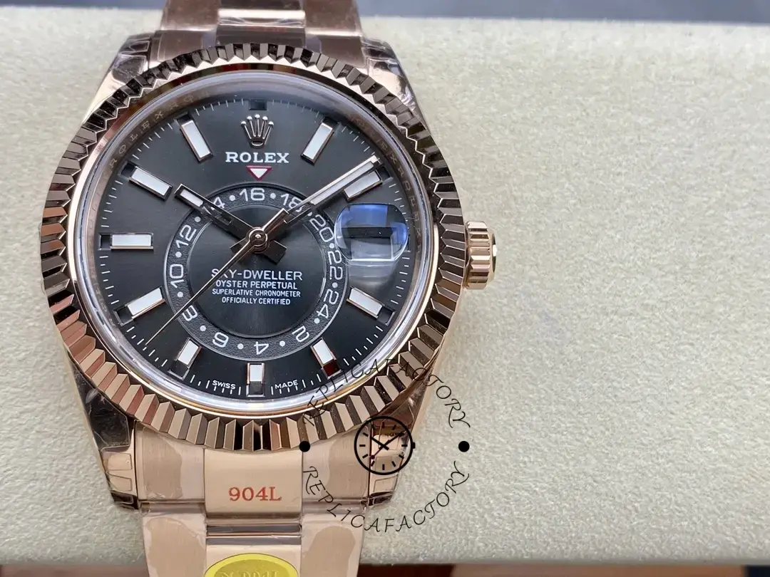 Replica Swiss Rolex Sky Dweller 42 Slate Dial Rose Gold m336935 0004 Men's Watch - QualitySwissReplica