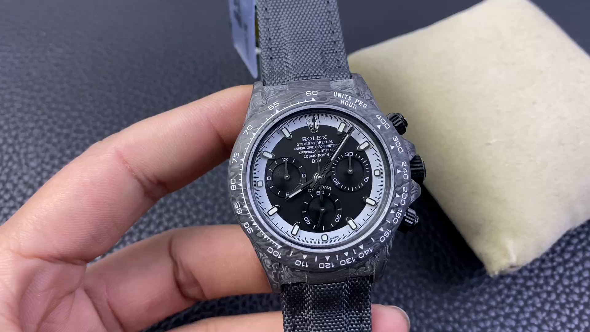 Replica Rolex Daytona Cosmograph DIW Carbon Fiber Black Dial 40mm - QualitySwissReplica