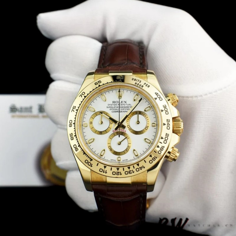Replica Rolex Daytona 116518 Yellow Gold Automatic White Dial 40mm Mens Watch - QualitySwissReplica