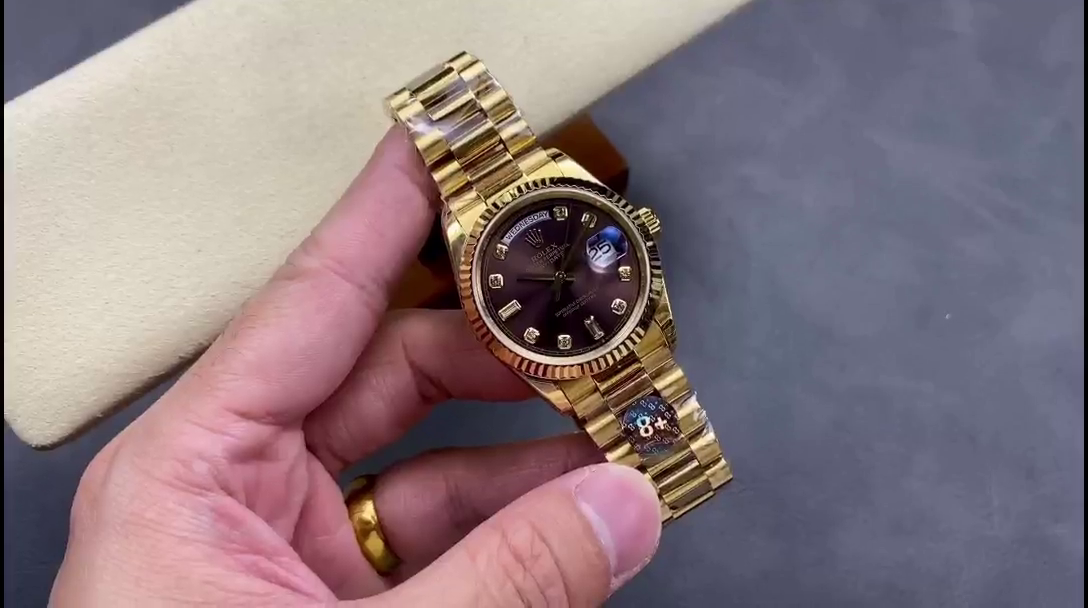 Replica Rolex Day-Date 128238 Fluted Bezel Dark Grey Dial 36MM Unisex Watch - QualitySwissReplica