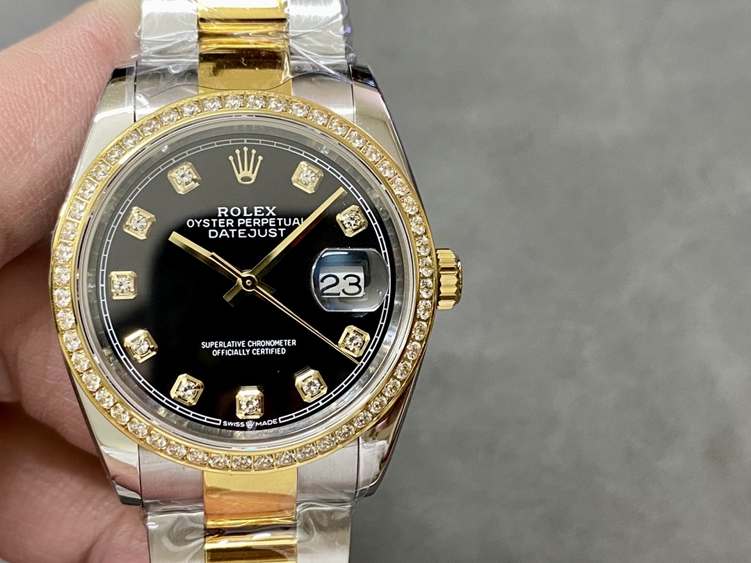 Replica Rolex Datejust 36 Yellow Gold Black Dial m126283rbr 0008 - QualitySwissReplica